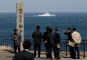FILE PHOTO: Japan Coast Guard vessel PS08 Kariba is seen from Cape Nosappu in Nemuro on Hokkaido island