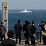 FILE PHOTO: Japan Coast Guard vessel PS08 Kariba is seen from Cape Nosappu in Nemuro on Hokkaido island