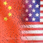 Illustration shows U.S. and Chinese flags